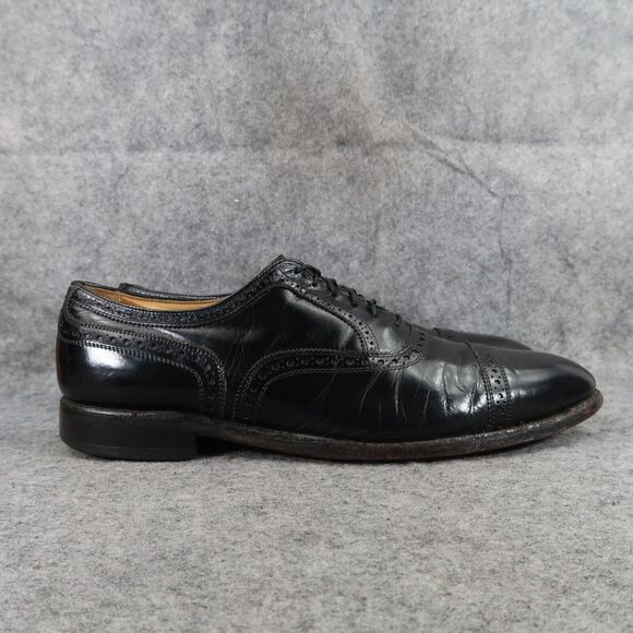 Allen Edmonds Shoes Mens 11 Oxford Leather Black Classic Brogue Cap Toe Formal - Picture 2 of 16